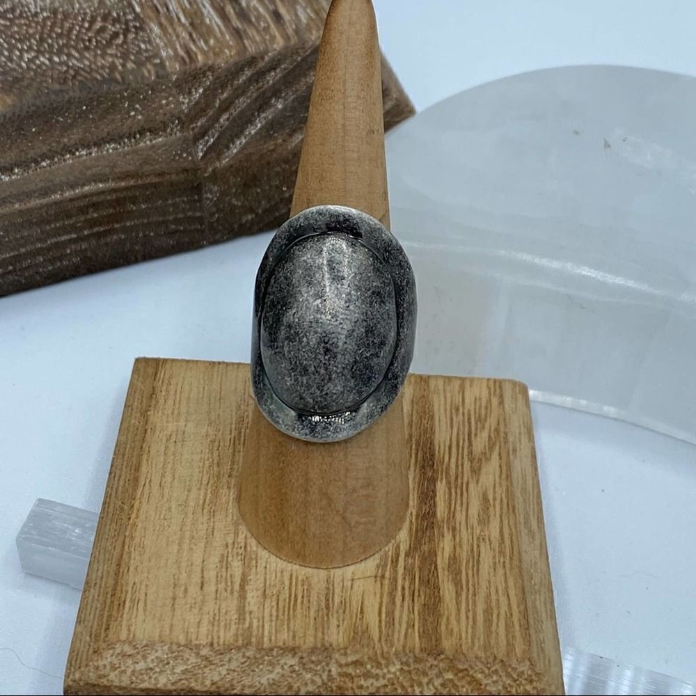 Ruthenium Brass Art Deco Dome Ring